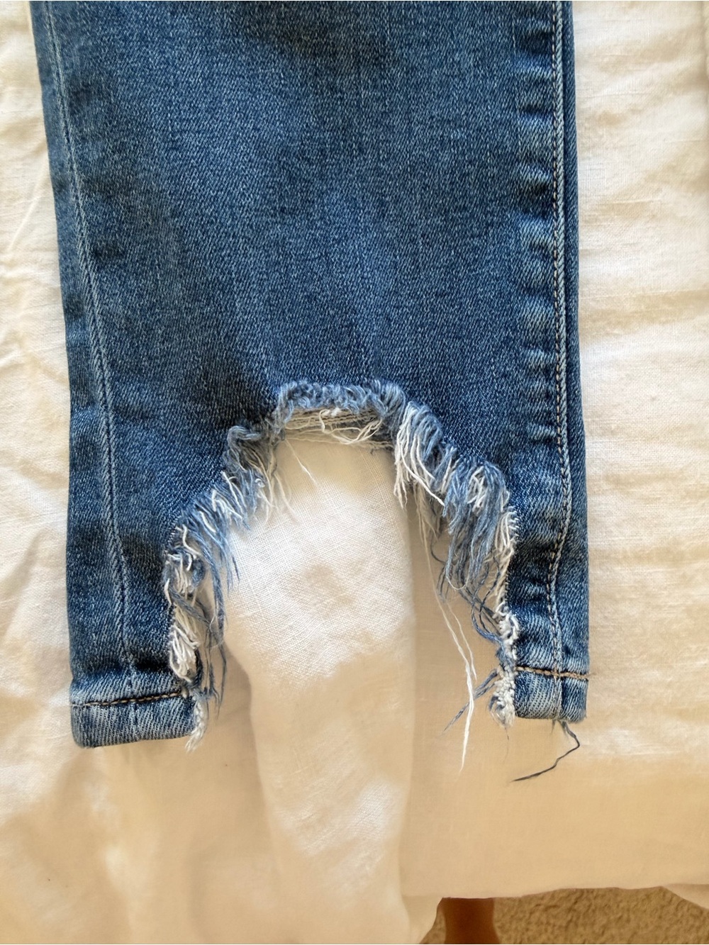 PAIGE Dark Blue Skinny Jeans with Raw Hem - Picture 4 of 9
